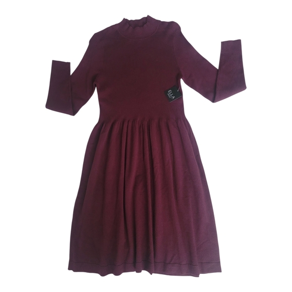 Rafaella Sportswear Pleated Long Sleeve Mock Neck Dress - Picture 5 of 9